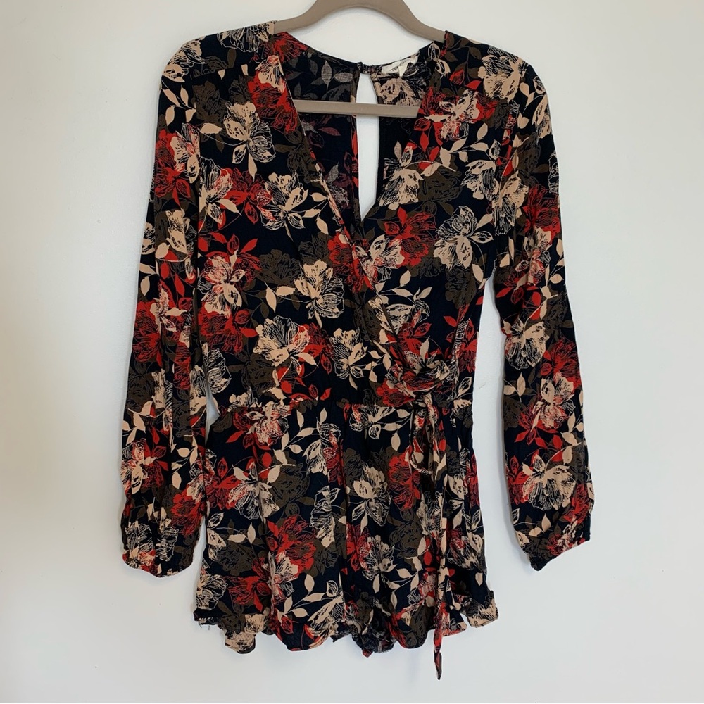 Floral Wrap Waist Romper